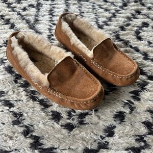 UGG Tan Moccasin Slippers with Cream Lining
